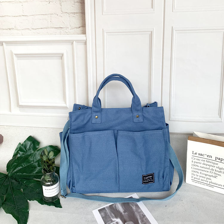 New Japanese canvas bag women's messenger bag women's simple fashion cloth bag student casual canvas handbag