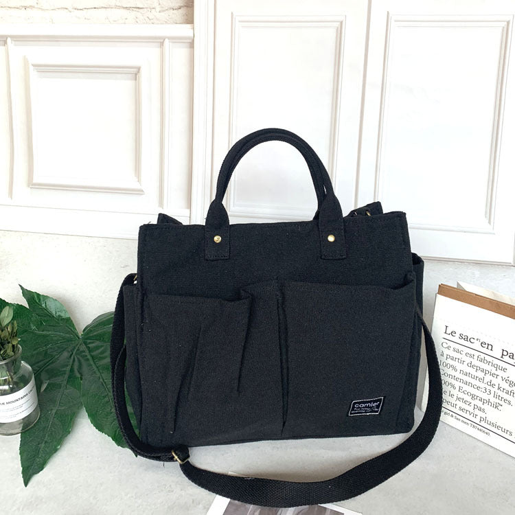 New Japanese canvas bag women's messenger bag women's simple fashion cloth bag student casual canvas handbag