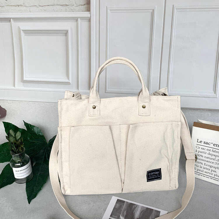 New Japanese canvas bag women's messenger bag women's simple fashion cloth bag student casual canvas handbag