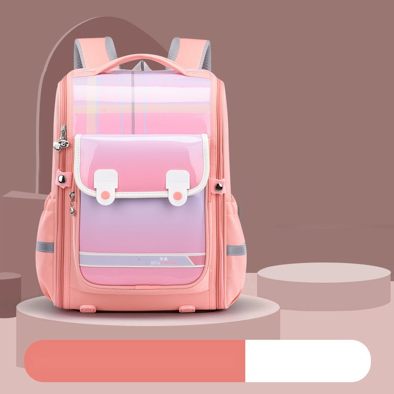 Glossy Gradient Checkered School Backpacks – Bold & Trendy for Kids