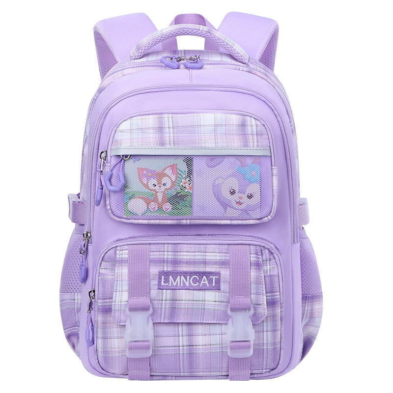 Pastel Checkered School Bags – Cute & Spacious for Girls