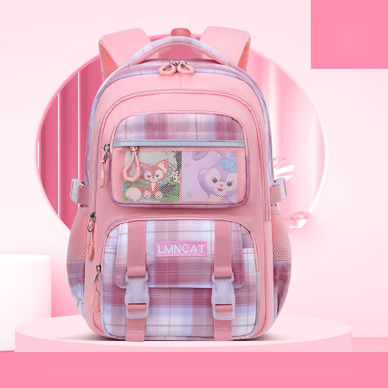 Pastel Checkered School Bags – Cute & Spacious for Girls