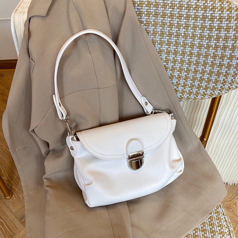 French Retro Leather Shoulder Bag – Elegant & Chi
