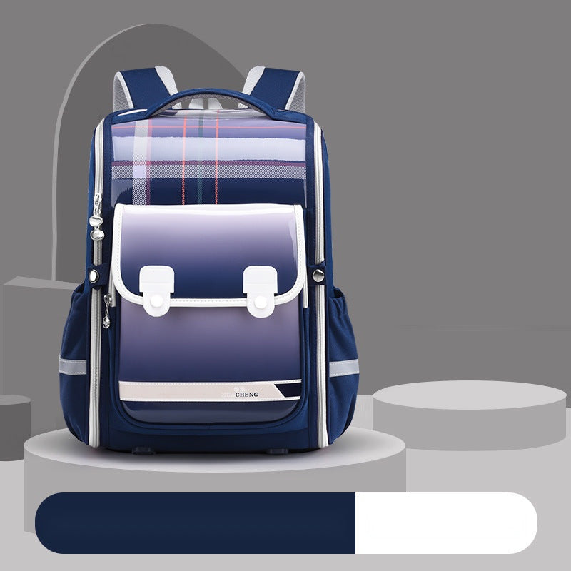 Glossy Gradient Checkered School Backpacks – Bold & Trendy for Kids