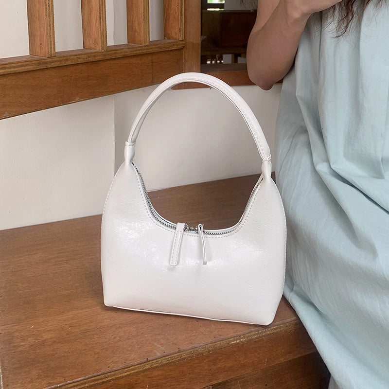 French Silver Textured Armpit Bag