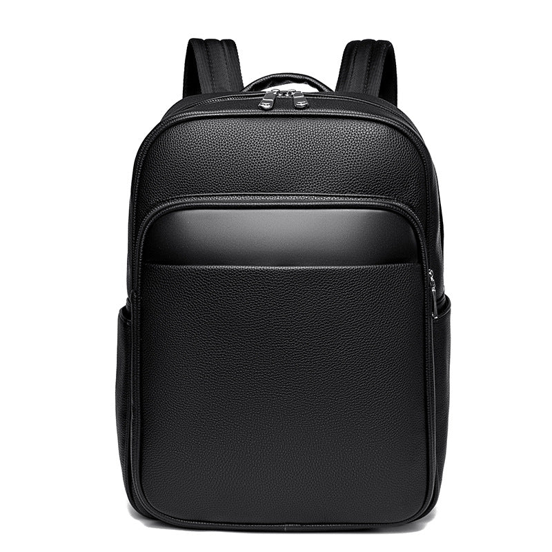 High quality business backpack men's commuting casual fashion men's bag large capacity solid color computer bag leather backpack tide