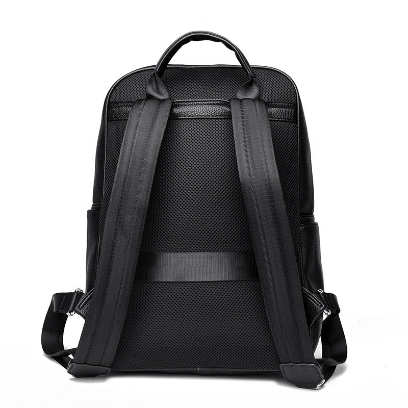 High quality business backpack men's commuting casual fashion men's bag large capacity solid color computer bag leather backpack tide
