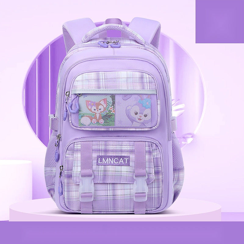 Pastel Checkered School Bags – Cute & Spacious for Girls