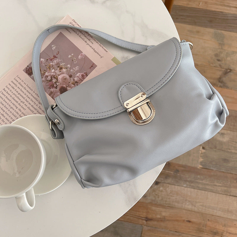French Retro Leather Shoulder Bag – Elegant & Chi