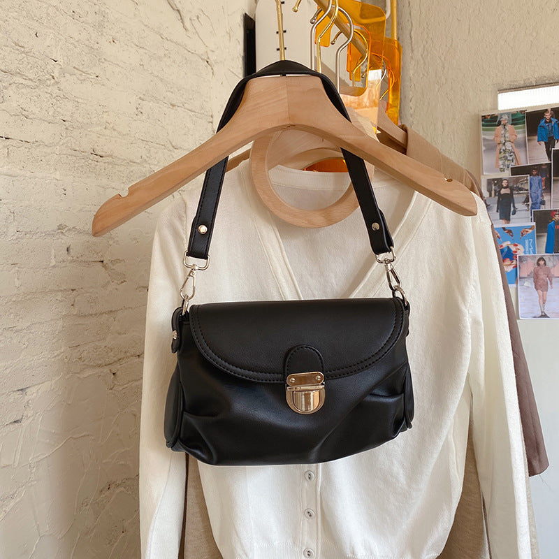 French Retro Leather Shoulder Bag – Elegant & Chi