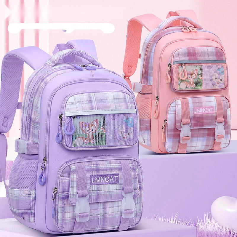 Pastel Checkered School Bags – Cute & Spacious for Girls