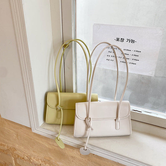 Korean-Style Textured Shoulder Bag