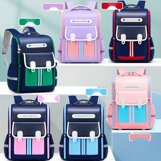 Stylish School Backpack with Multi-Color Stripes