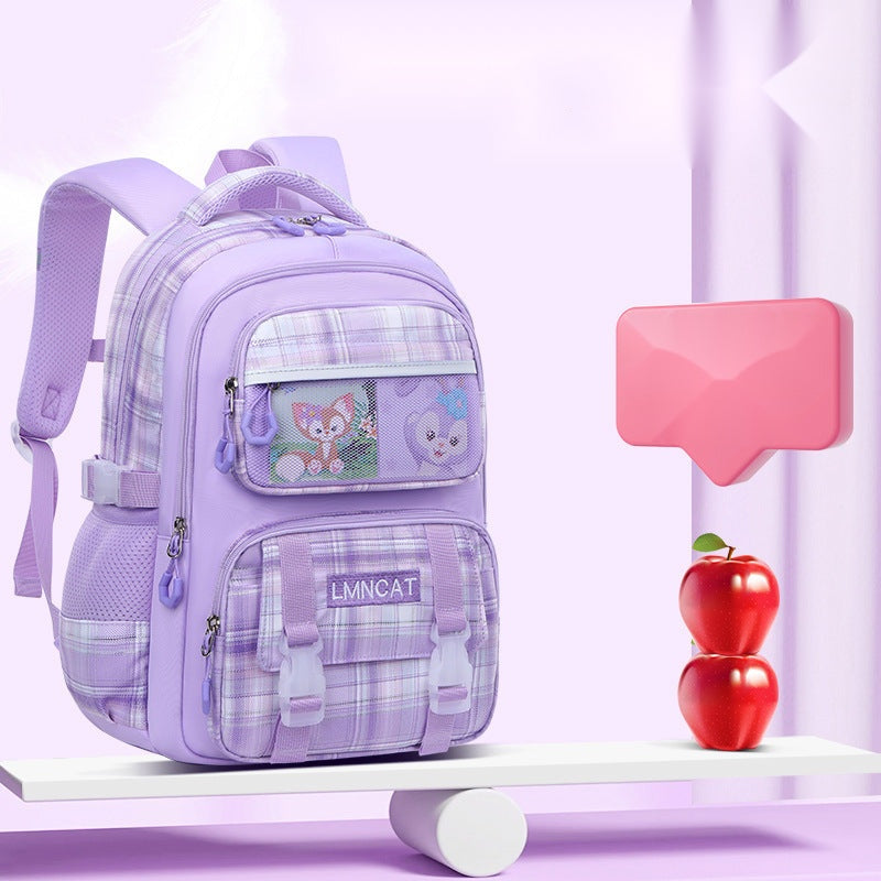 Pastel Checkered School Bags – Cute & Spacious for Girls